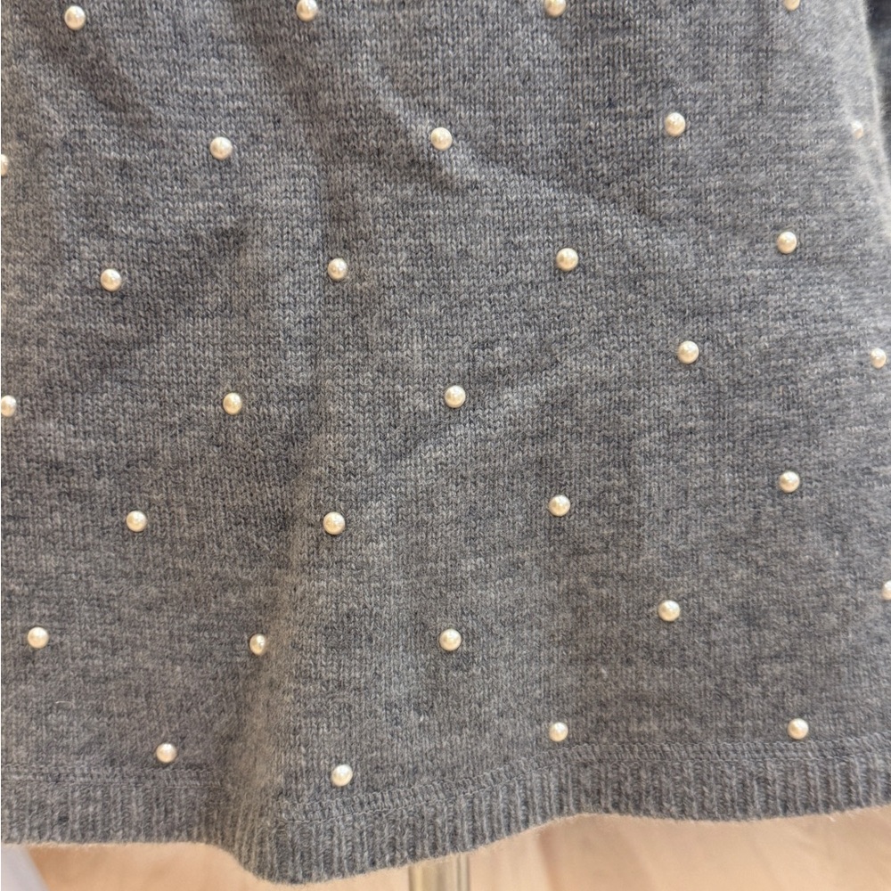 InCashmere Grey Pearl-Dotted Crewneck Sweater - Picture 4 of 7